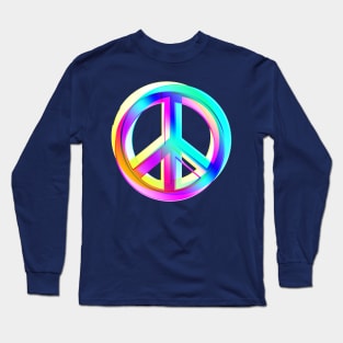 Neon Colored Crossed PEACE signs Long Sleeve T-Shirt